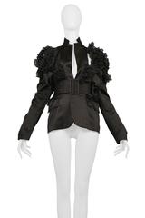 Comme des Garcons Black Satin Ruffle Blazer 2007