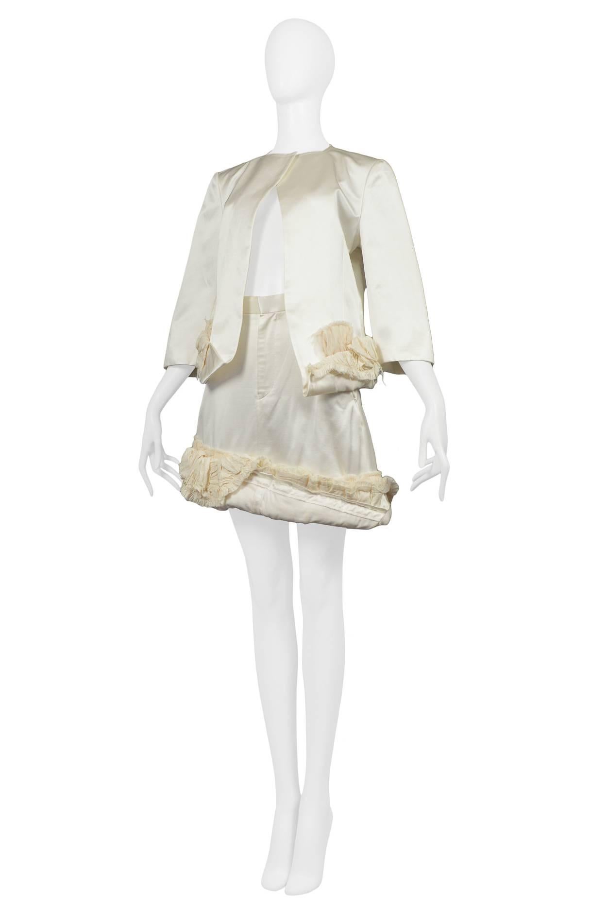 Vintage Comme des Garcons Off White Satin Skirt Ensemble 2000