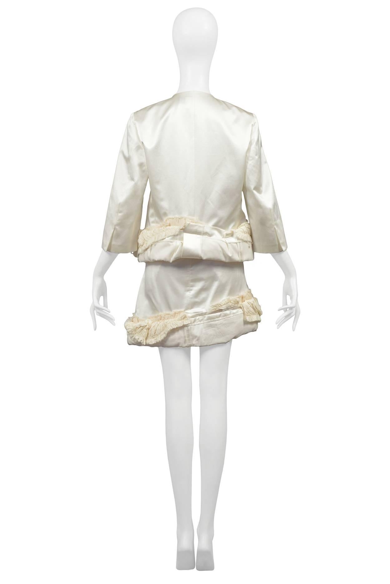 Comme des Garcons Off White Satin Skirt Ensemble 2000 In Excellent Condition In Los Angeles, CA