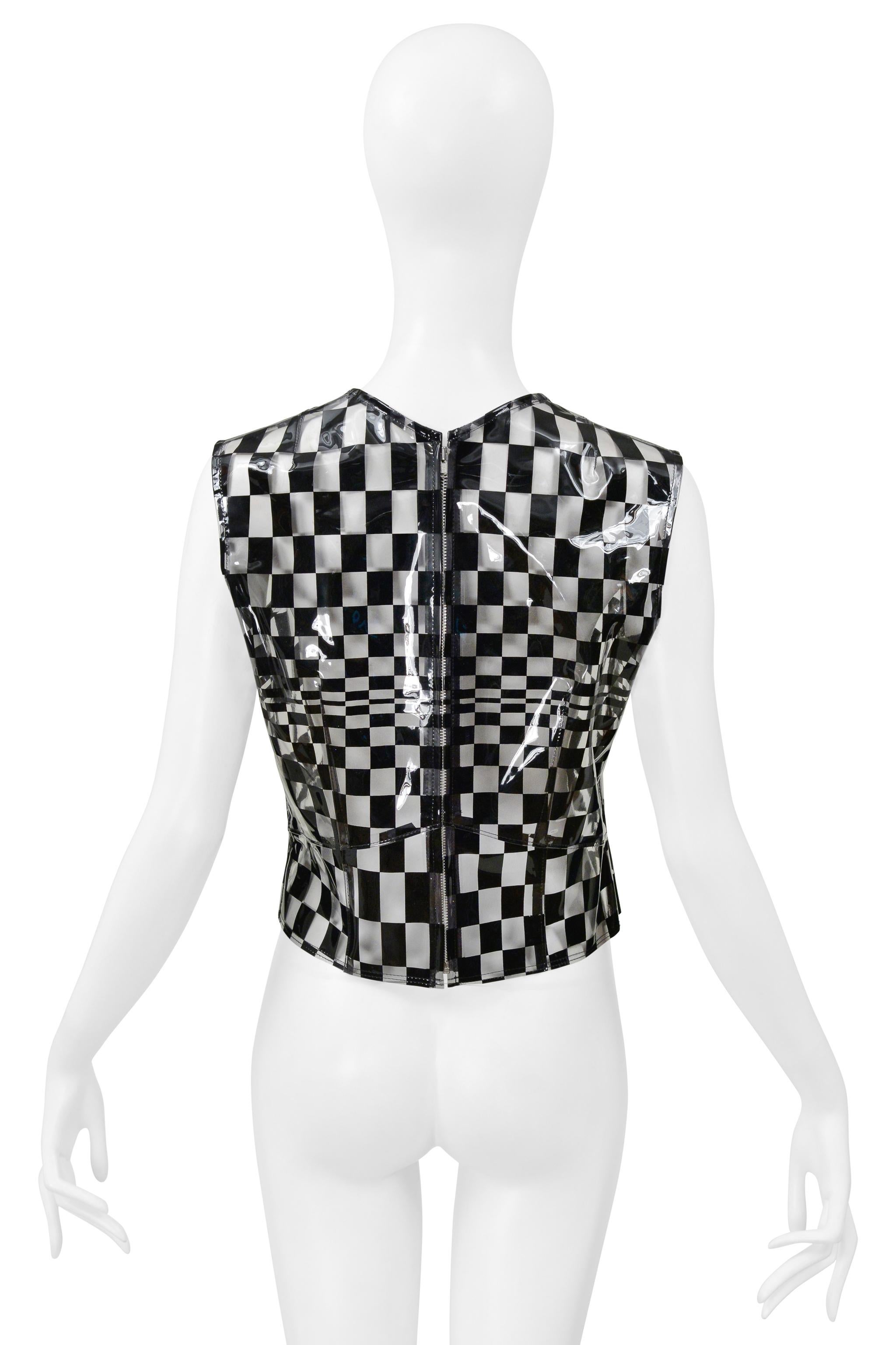 Comme des Garçons Top corsé de vinilo transparente y cuadros negros 2001 en Excelente estado para la venta en Los Angeles, CA