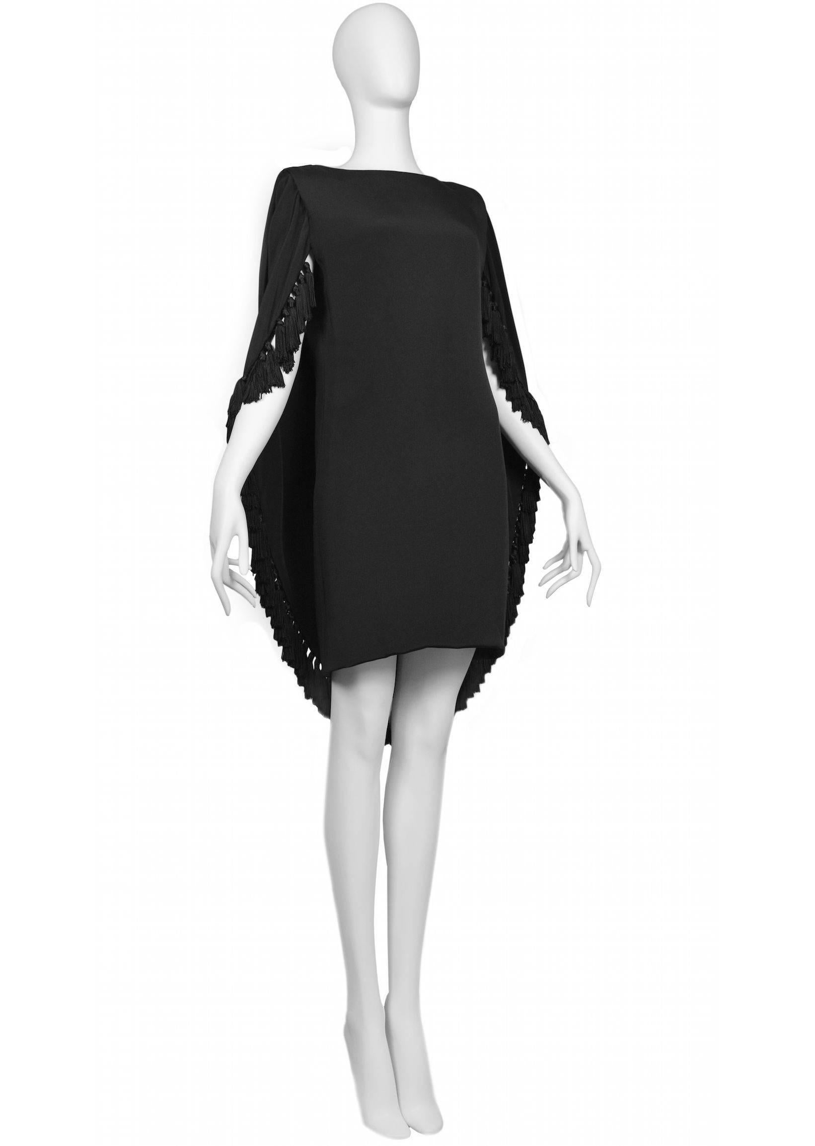 Black Pierre Cardin Couture Tassel Fringe Dress