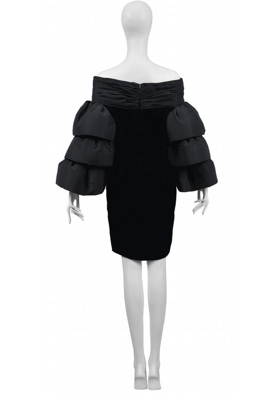 1971 Pierre Cardin Couture Printed Silk Organza Ruffled 'Roundel' Hem Dress