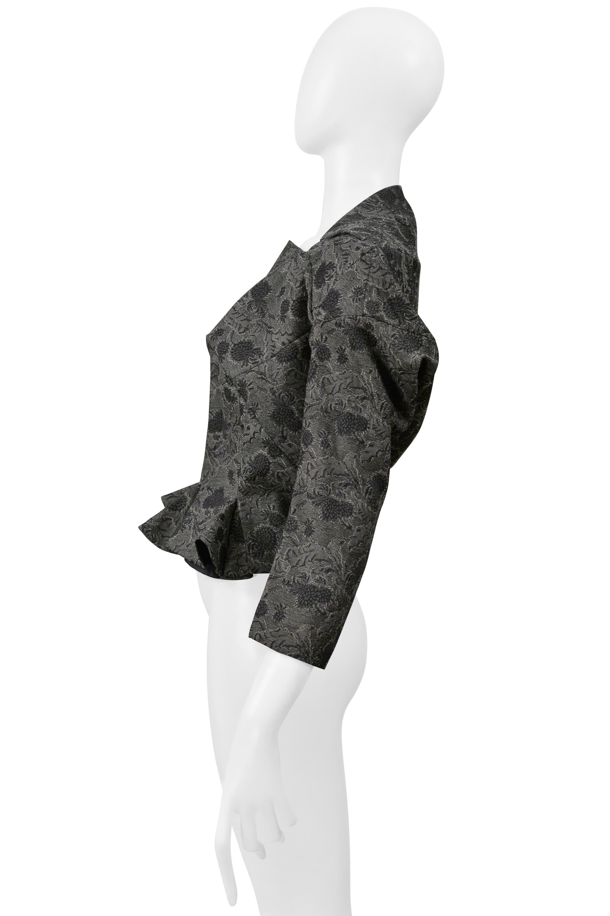 Junya Watanabe Veste fantaisie en caoutchouc et néoprène à fleurs grises 1999-2000 en vente 1