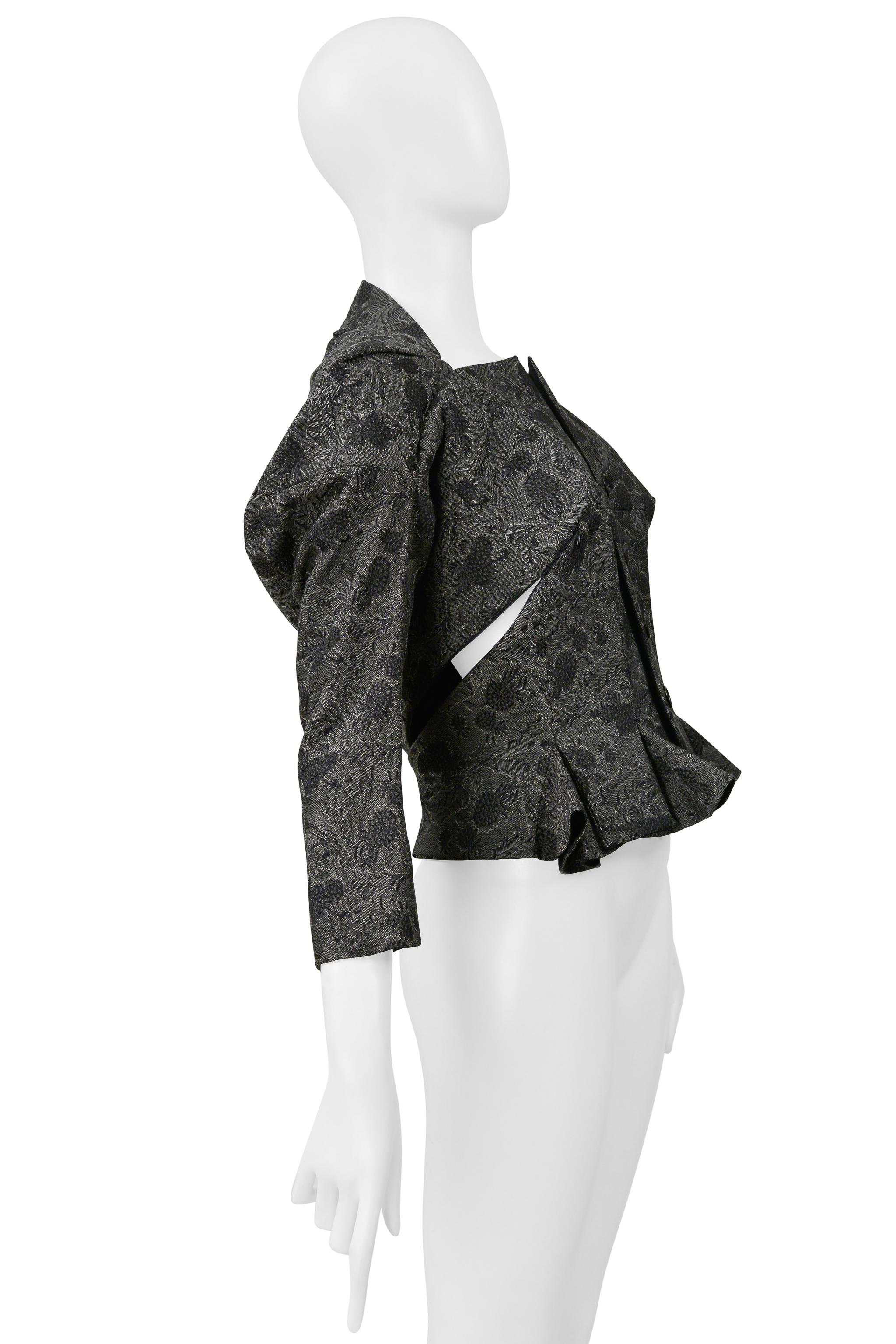 Junya Watanabe Veste fantaisie en caoutchouc et néoprène à fleurs grises 1999-2000 Excellent état - En vente à Los Angeles, CA