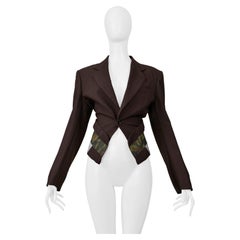 Comme Des Garcons Brown Single Breasted Jacket With Camo Trim 2001