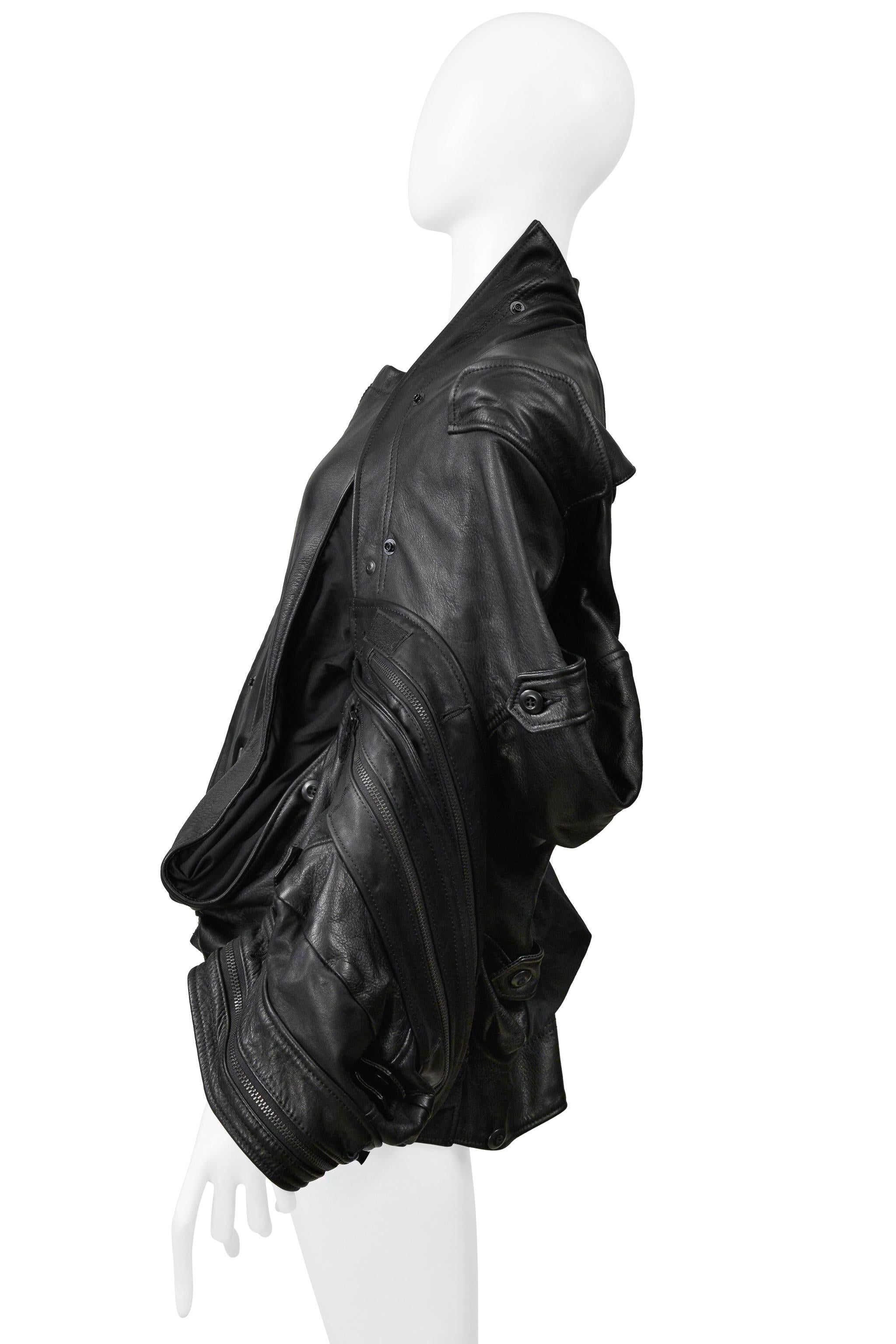 Junya Watanabe - Veste déconstruite en cuir noir avec fermetures éclair 2006 Excellent état - En vente à Los Angeles, CA