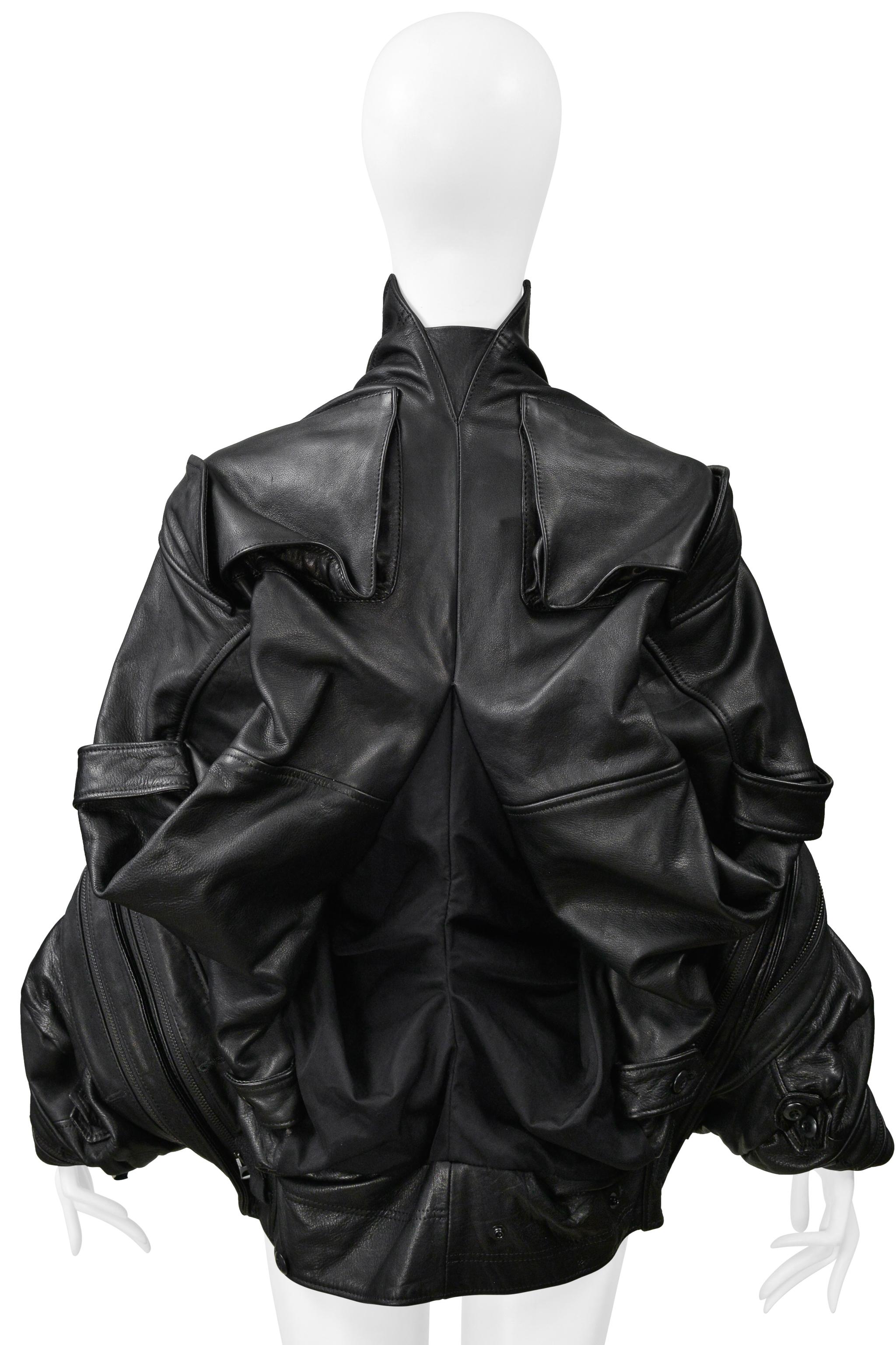 Junya Watanabe - Veste déconstruite en cuir noir avec fermetures éclair 2006 en vente 1