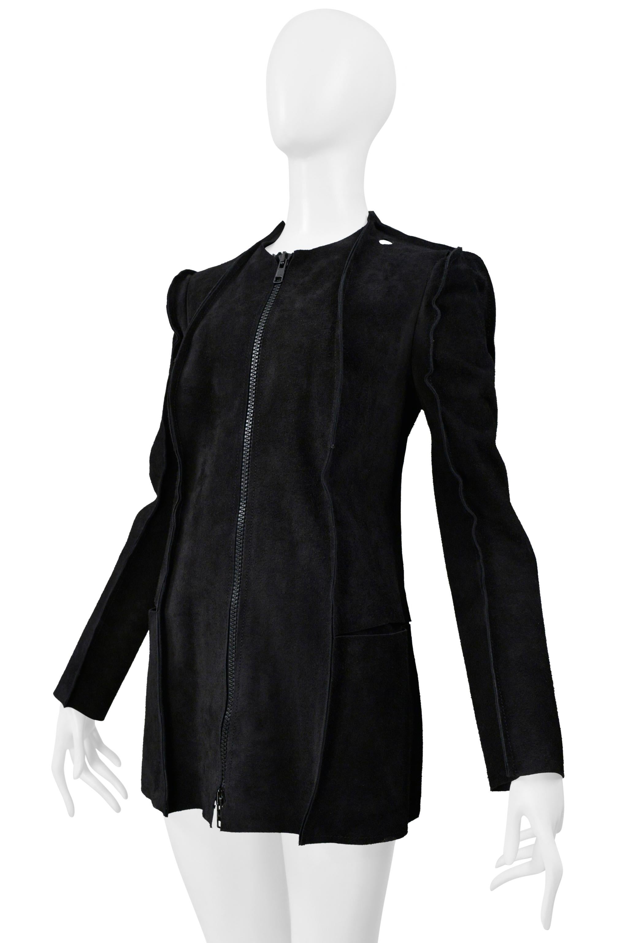 Noir Maison Martin Margiela Veste plate en daim noir 2001 en vente