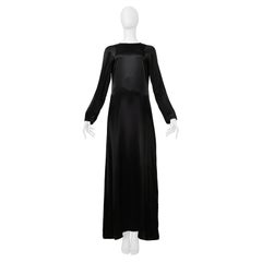 Maison Martin Margiela Black Satin Evening Gown With Long Sleeves 2000