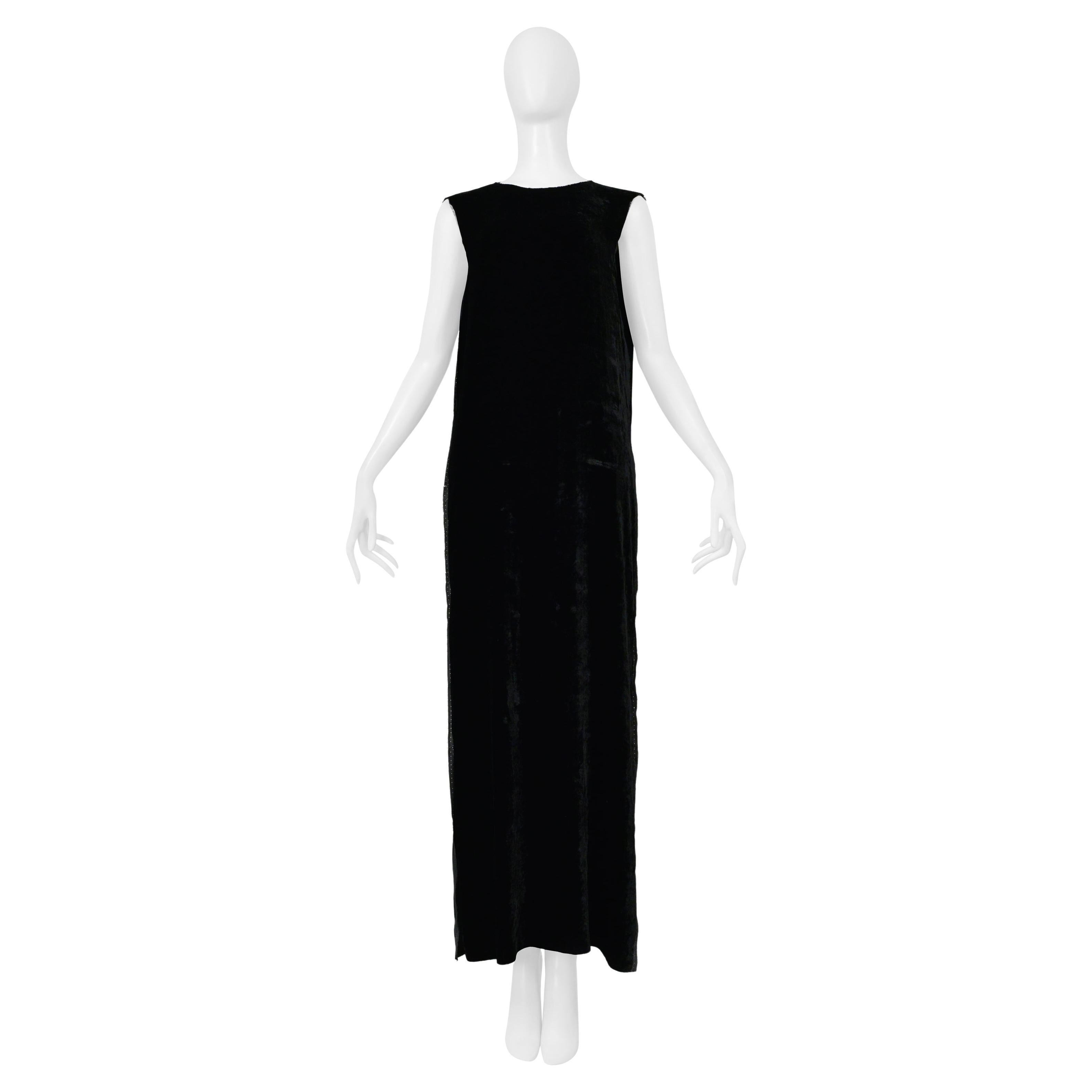Maison Martin Margiela Robe de soirée sans manches en velours noir avec bordures en selvage 2000