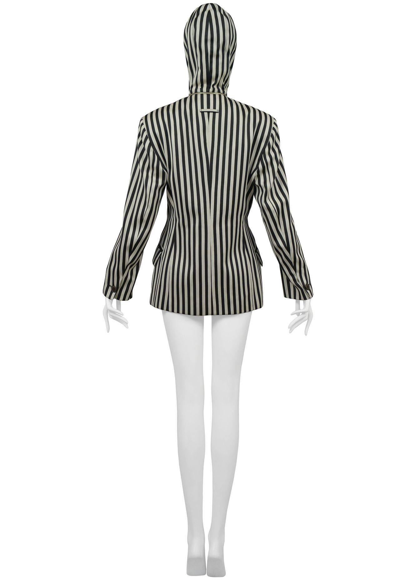 Jean Paul Gaultier Stripe Hood Jacket 1991 In Excellent Condition In Los Angeles, CA