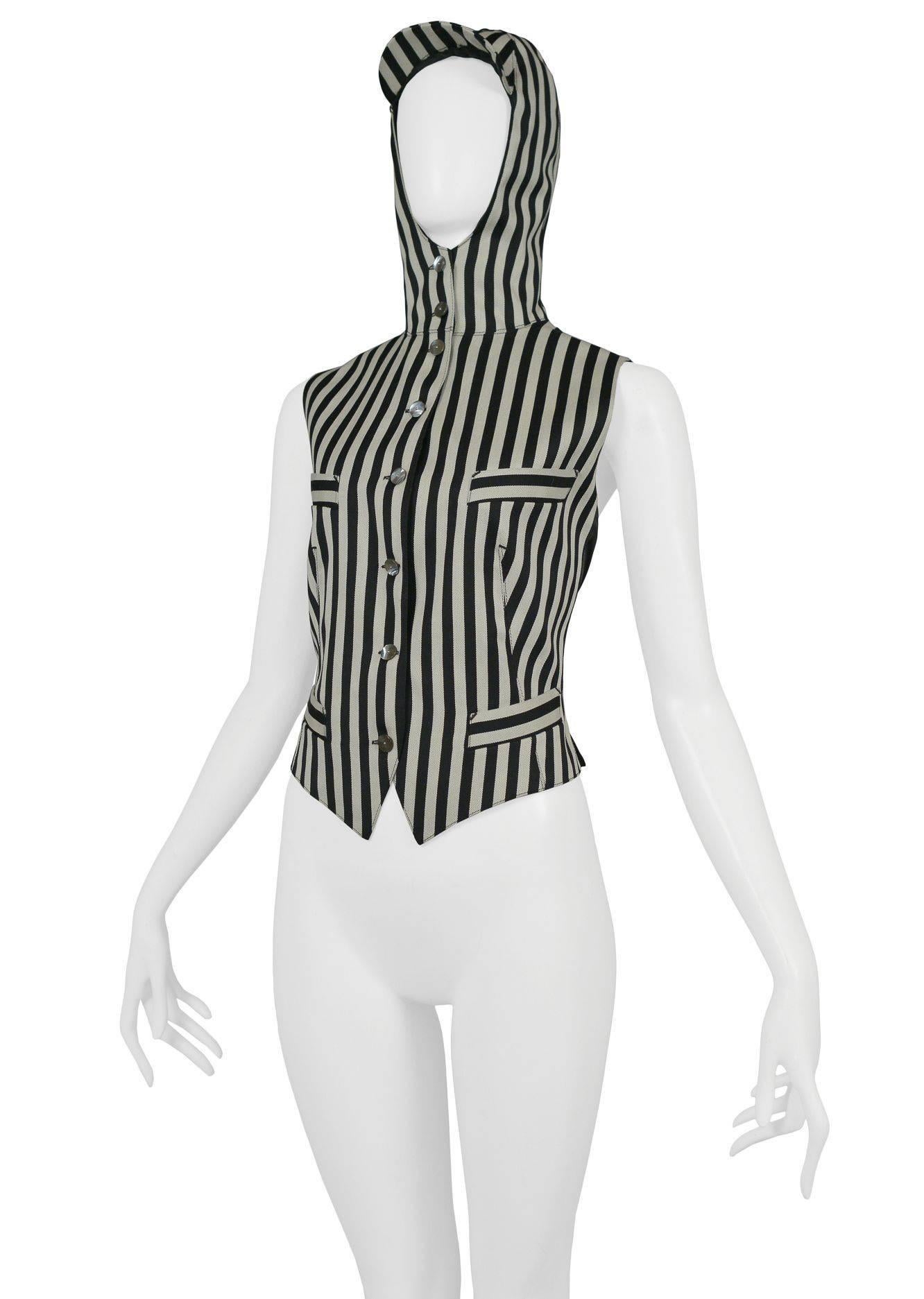 black and white striped vest
