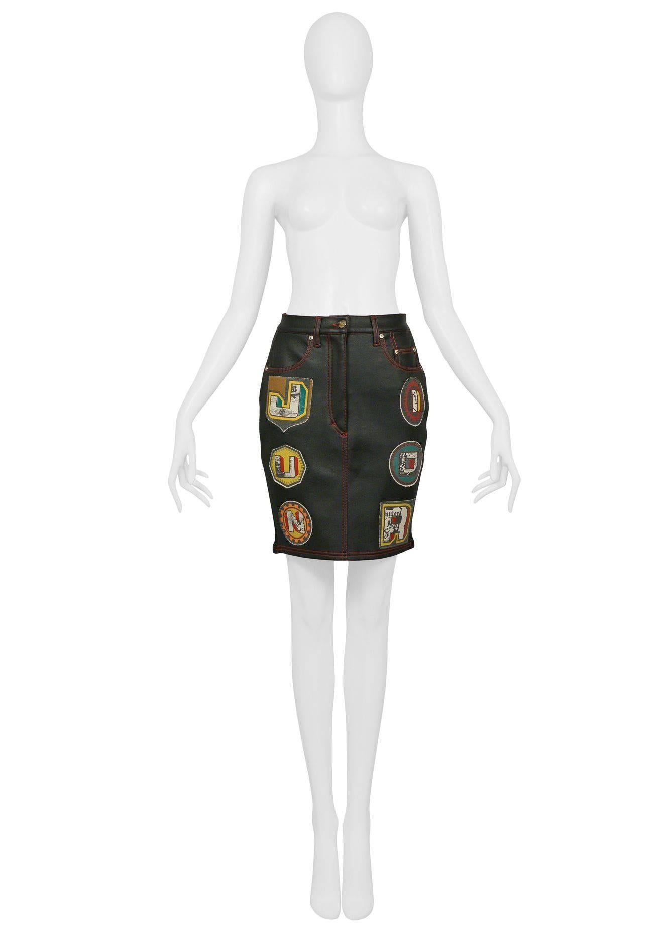 Vintage Jean Paul Gaultier faux leather patches skirt.
