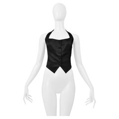 Richard Tyler Black Satin Halter Neck Top