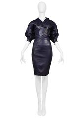 Wichtiges Alaia Leder-Motorrad-Reißverschluss-Kleid 1986