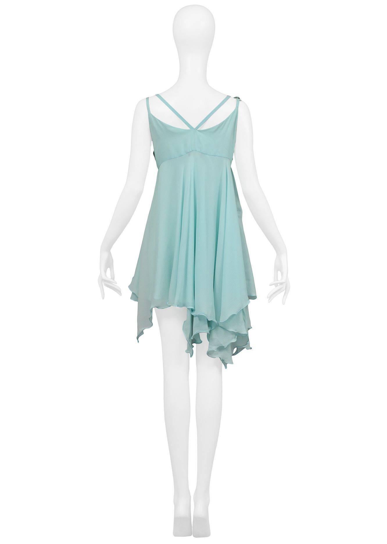 Blue Versace Seafoam Layered Chiffon Dress 1995