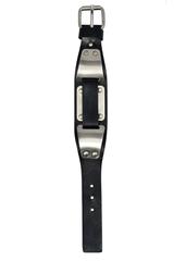 Helmut Lang Metal & Black Leather Bracelet