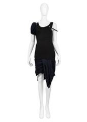 Helmut Lang Black & Navy Bubble Inset Dress 2004