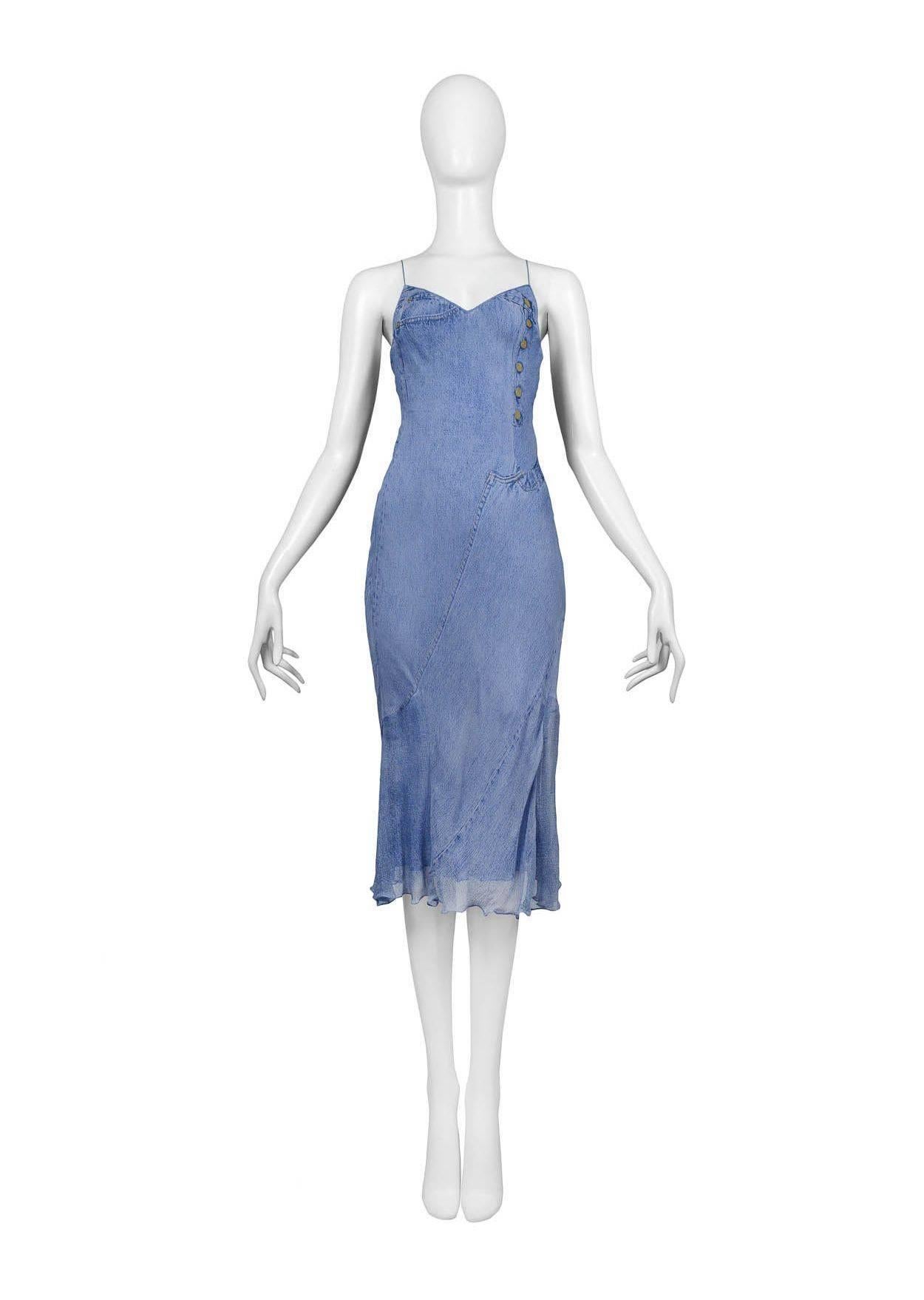 John Galliano for Christian Dior trompe l'oeil denim silk slip dress. Collection 2000.