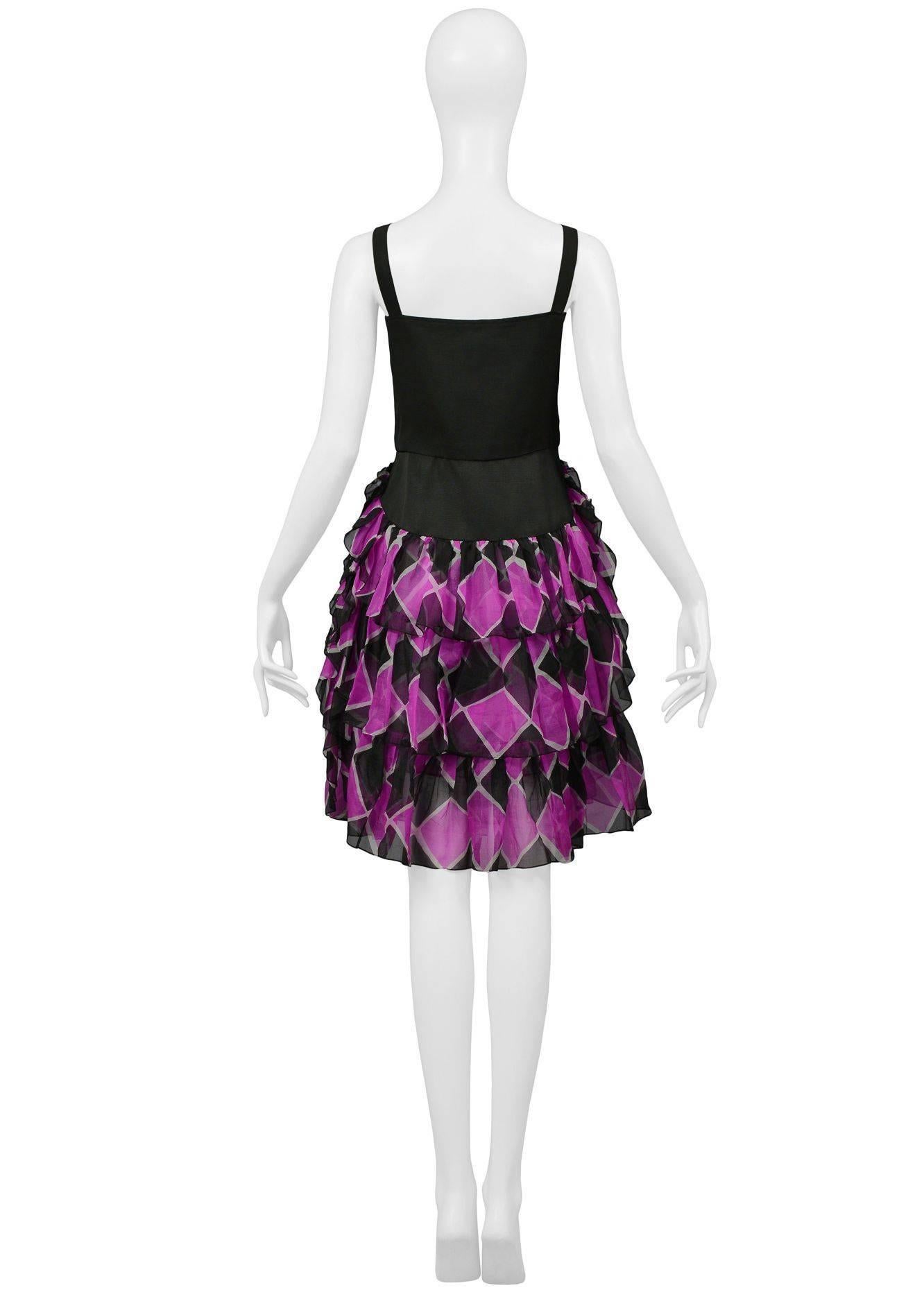 Black Yves Saint Laurent Harlequin Summer Dress
