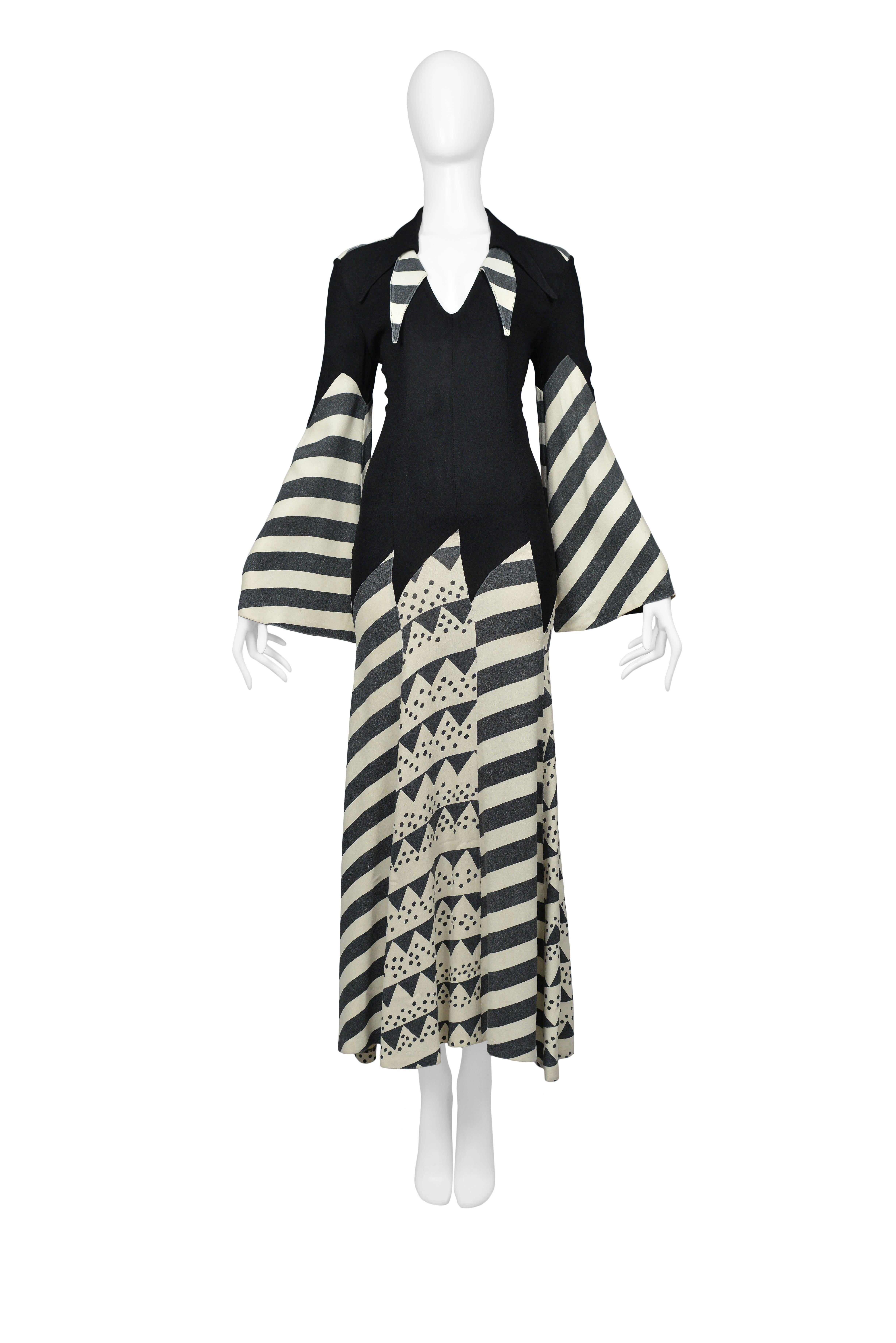 Black Iconic Ossie Clark Celia Birtwell Print Gown