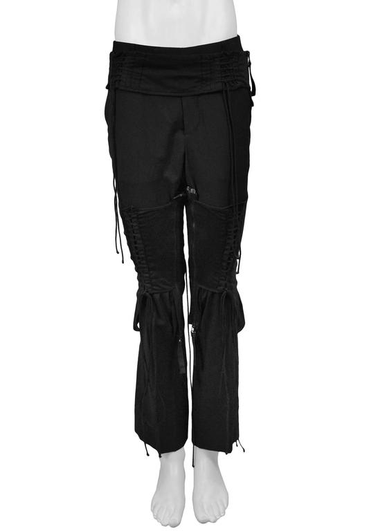 Vintage Helmut Lang navy aviator chaps with lace up / corset detail. Collection AW 2003.

Excellent Condition.

Size 40