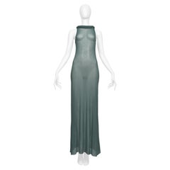 Jean Paul Gaultier Sage Green Mesh Dress With Tube Neckline