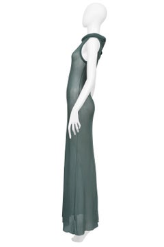 Jean Paul Gaultier Sage Green Mesh Dress With Tube Neckline