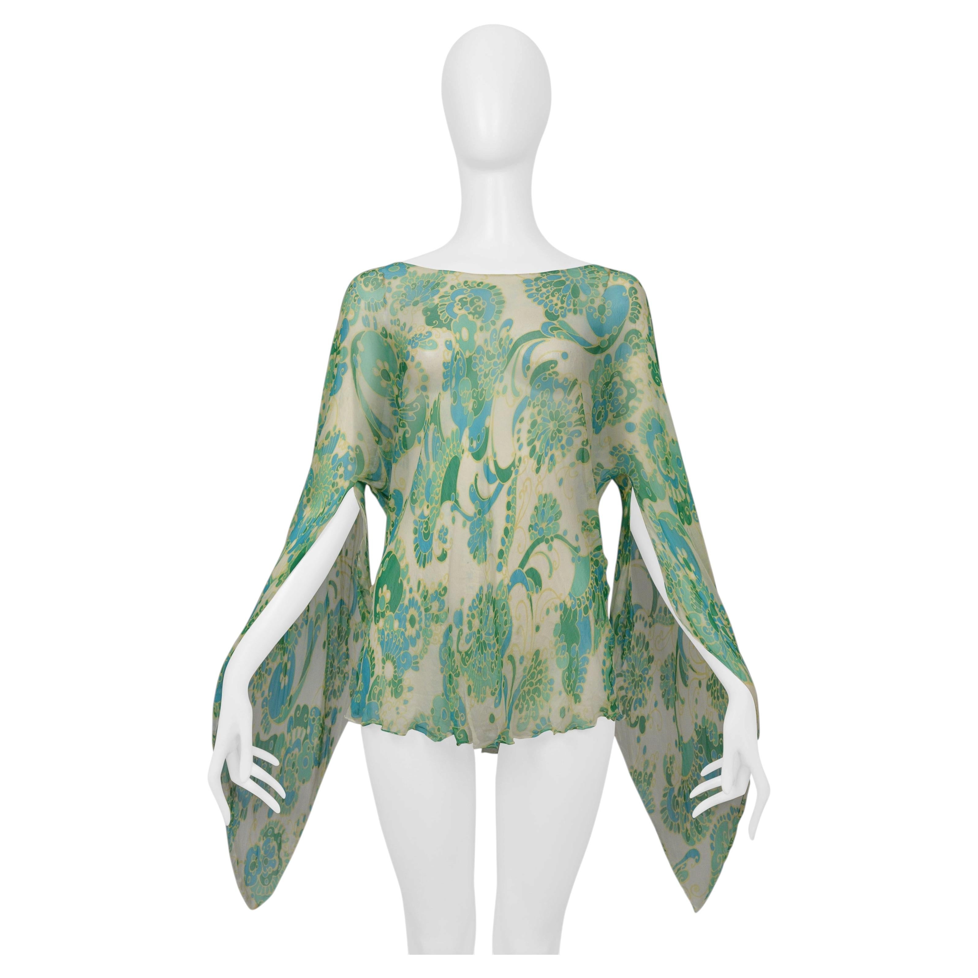 Blusa de Dolce & Gabbana de gasa blanca con estampado psicodélico en azul y verde