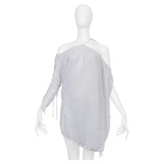 Dolce & Gabbana – Weißes, asymmetrisches Baumwoll-Top mit Kordelzug und Bändern, 2003