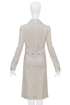 Dolce & Gabbana Off White Lace Coat With D&G Buttons