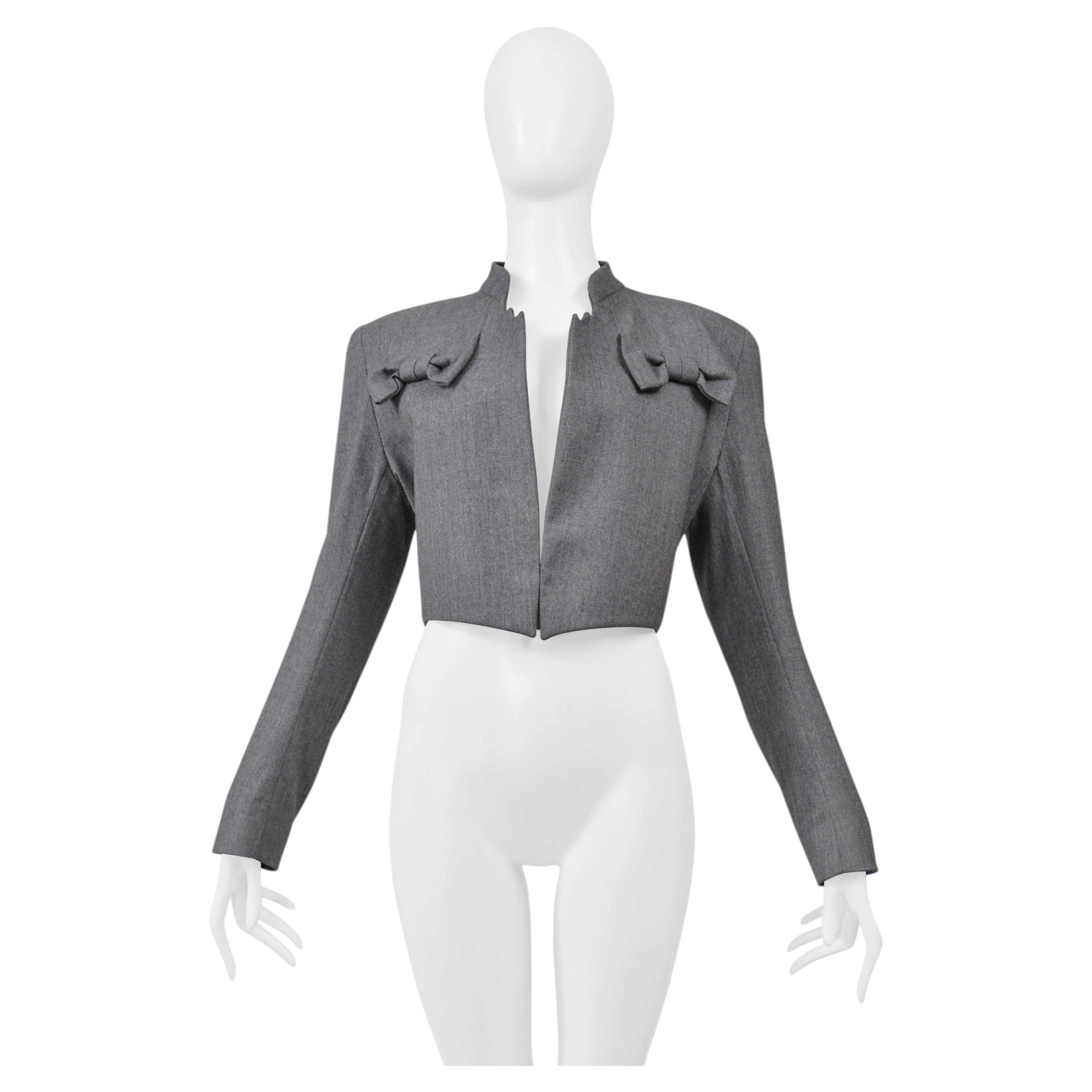 Pre-owned Givenchy By John Galliano Cropped Grey Jacket With Bows 1996 In Gray
