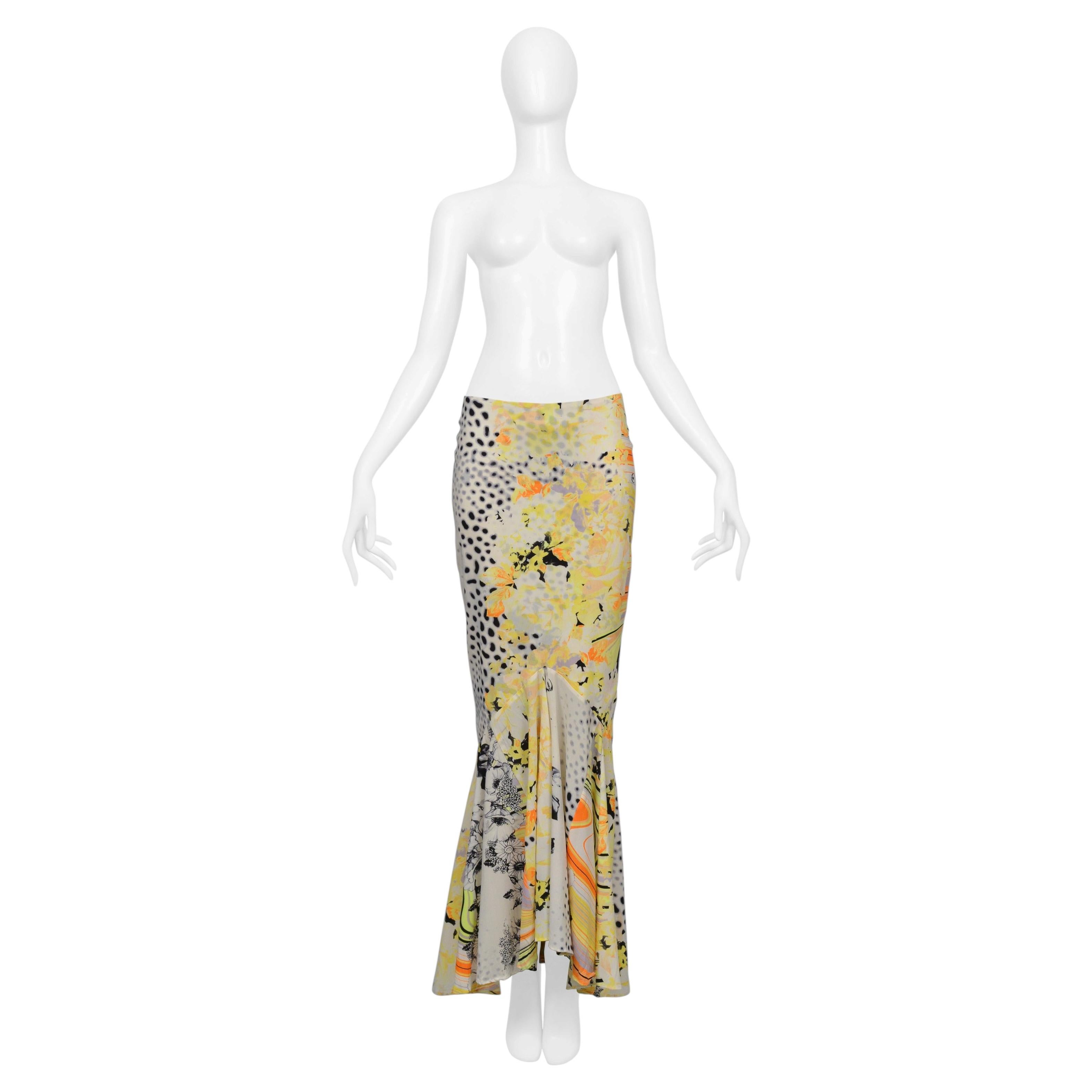 Jupe longue Roberto Cavalli « Just Cavalli » à imprimé animalier et floral jaune