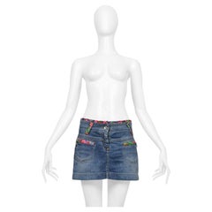 Minifalda de vaquero azul de Dolce & Gabbana con ribete floral