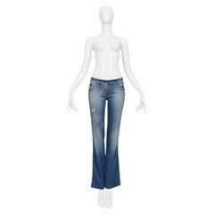 Dolce & Gabbana Distressed Blue Denim Jeans With Rhinestone D&G Badge