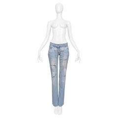 Dolce & Gabbana Distressed Light Blue Denim Jeans W White Paint Marks