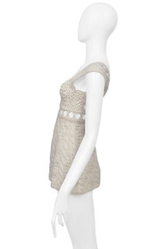 Oscar De La Renta – Off-White-Tanktop aus Häkel-Strick