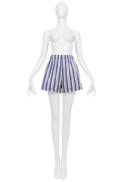 Prada Mini-Shorts aus Baumwolle mit weißen und blauen Streifen