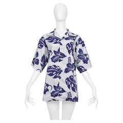 Prada Blue And White Hibiscus Print Hawaiian Shirt 2022