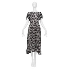 Comme Des Garcons Black And White Dress With Flowers