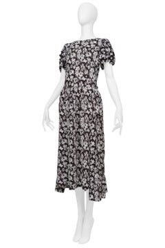 Comme Des Garcons Black And White Dress With Flowers