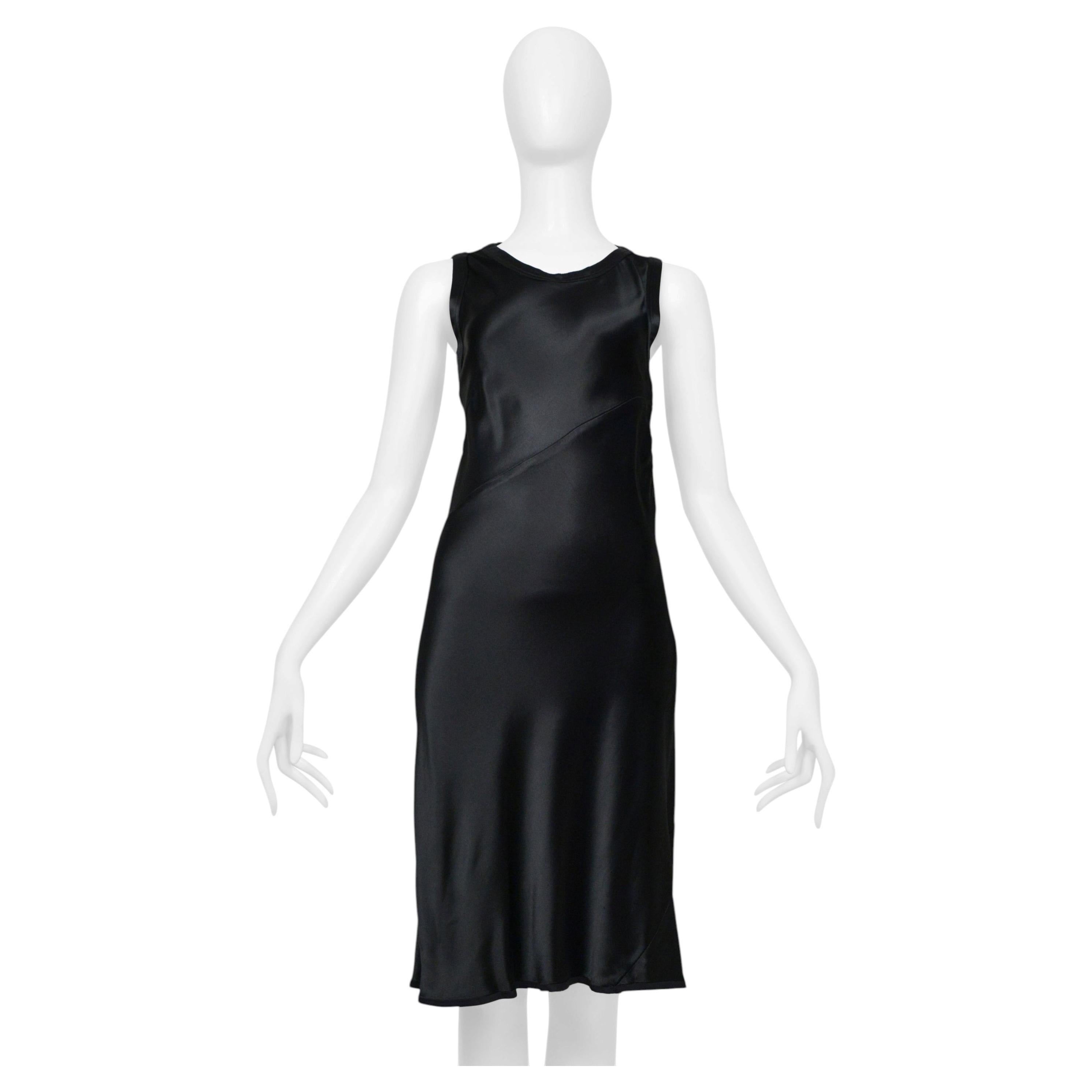 Robe débardeur en soie noire Helmut Lang en vente