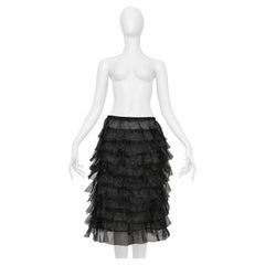 Junya Watanabe Black Sheer Skirt With Ruffles