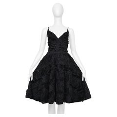 Plein Sud Black Sun Dress With Deep Neckline And Intricate Ruffle Details