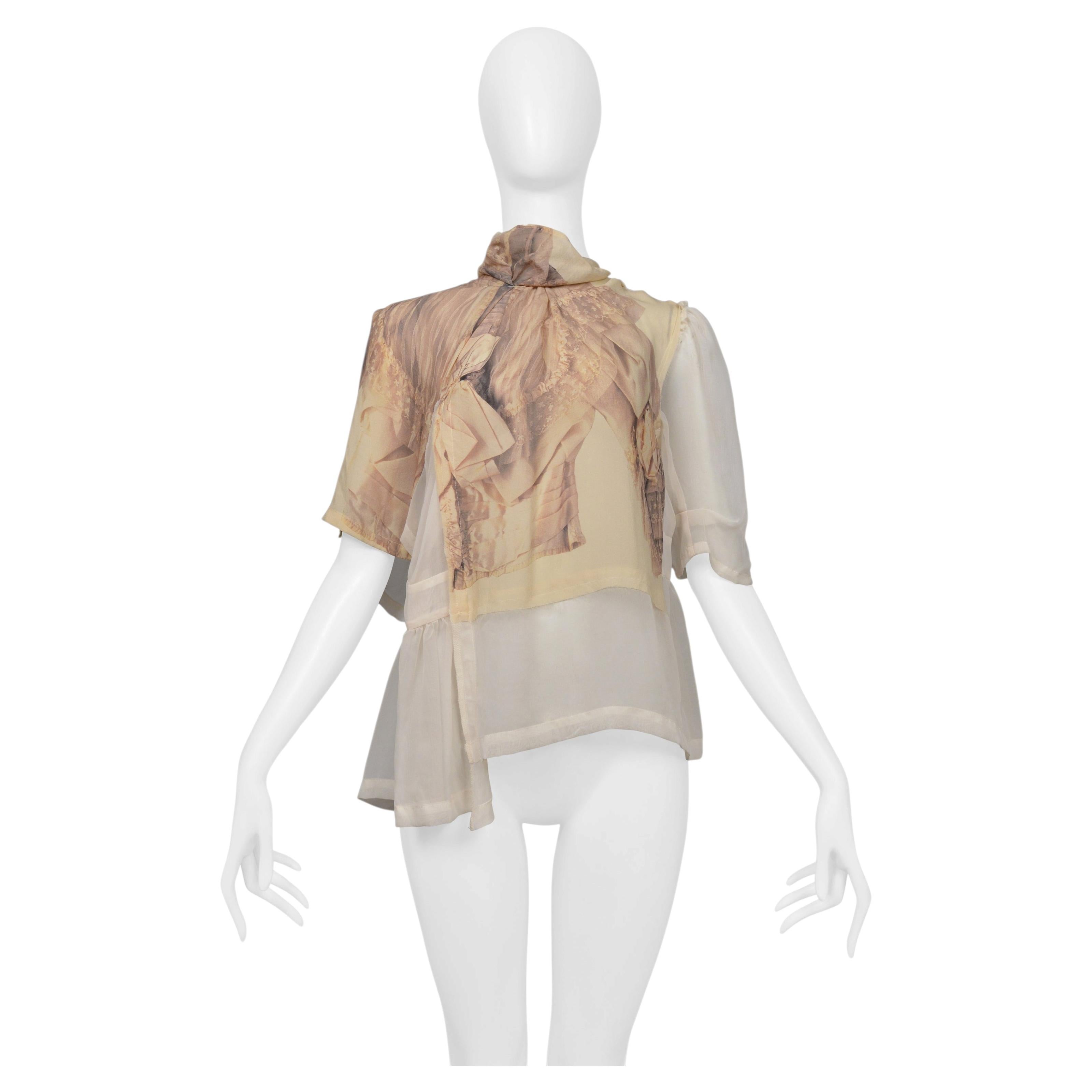Top blanco de Comme Des Garçons con efecto trampantojo, 2005 en venta
