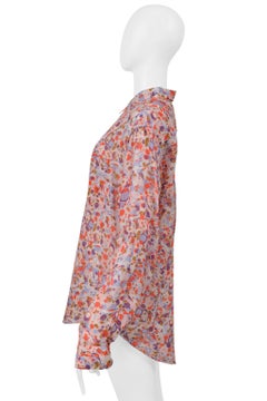 Camisa abotonada de Comme Des Garçons con estampado abstracto de guijarros en rosa y rojo, 2004
