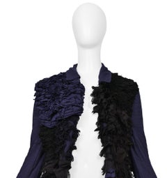 Comme Des Garcons Navy And Black Ruffle Shirt 1999