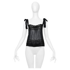 Schwarzes Spitzen-Trägertop von Dolce & Gabbana mit Bindebändern