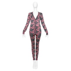 Prada Pink And Grey Printed Cardigan And Leggings Ensemble 2021