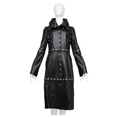 Dolce & Gabbana Black Leather Coat With High Neck And Snaps
